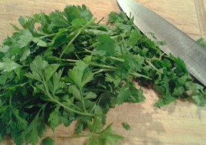 Petersilie geschnitten